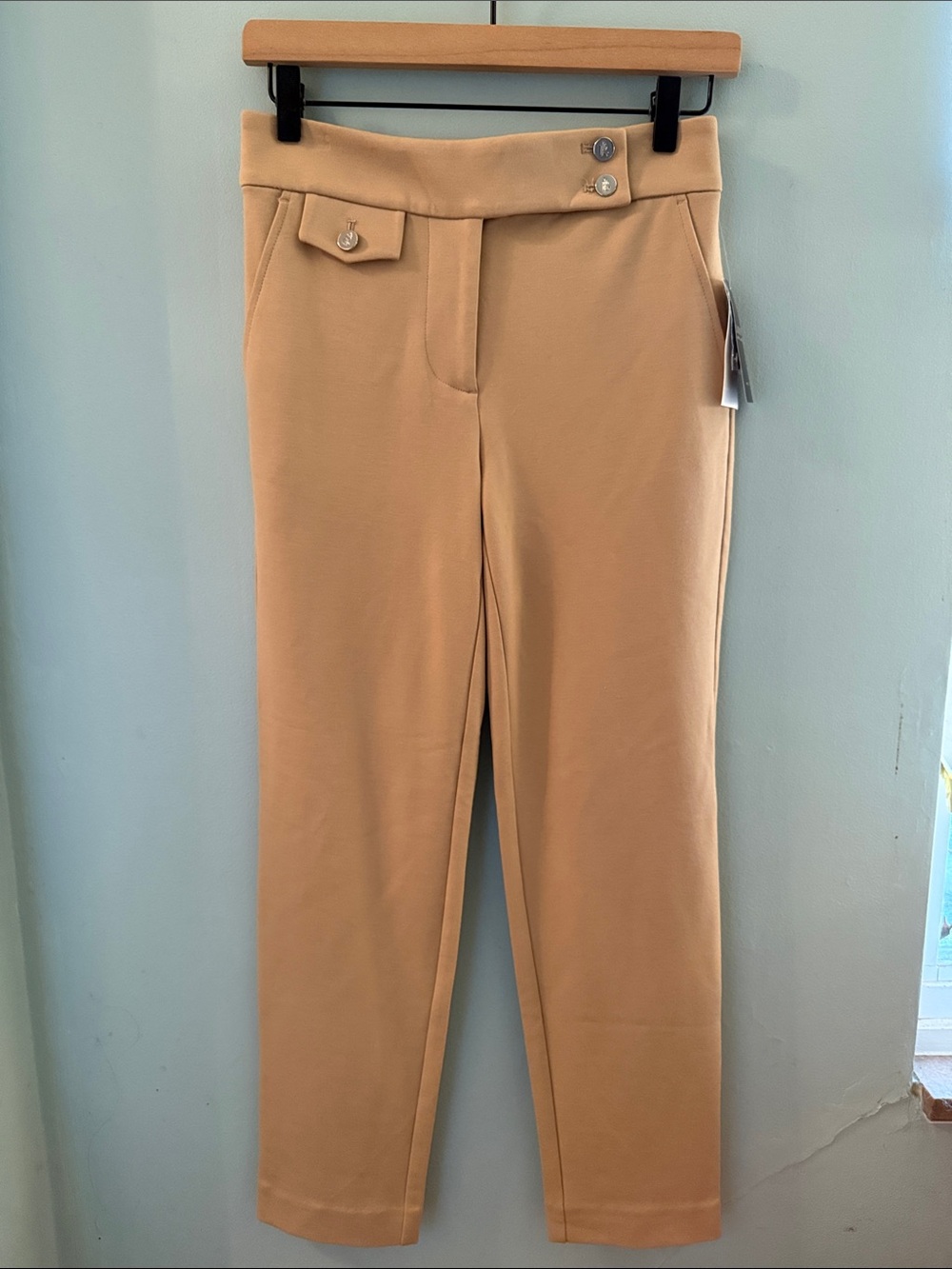 Lauren Ralph Lauren Camel Straight-Leg Ponte Pants with Button Waist